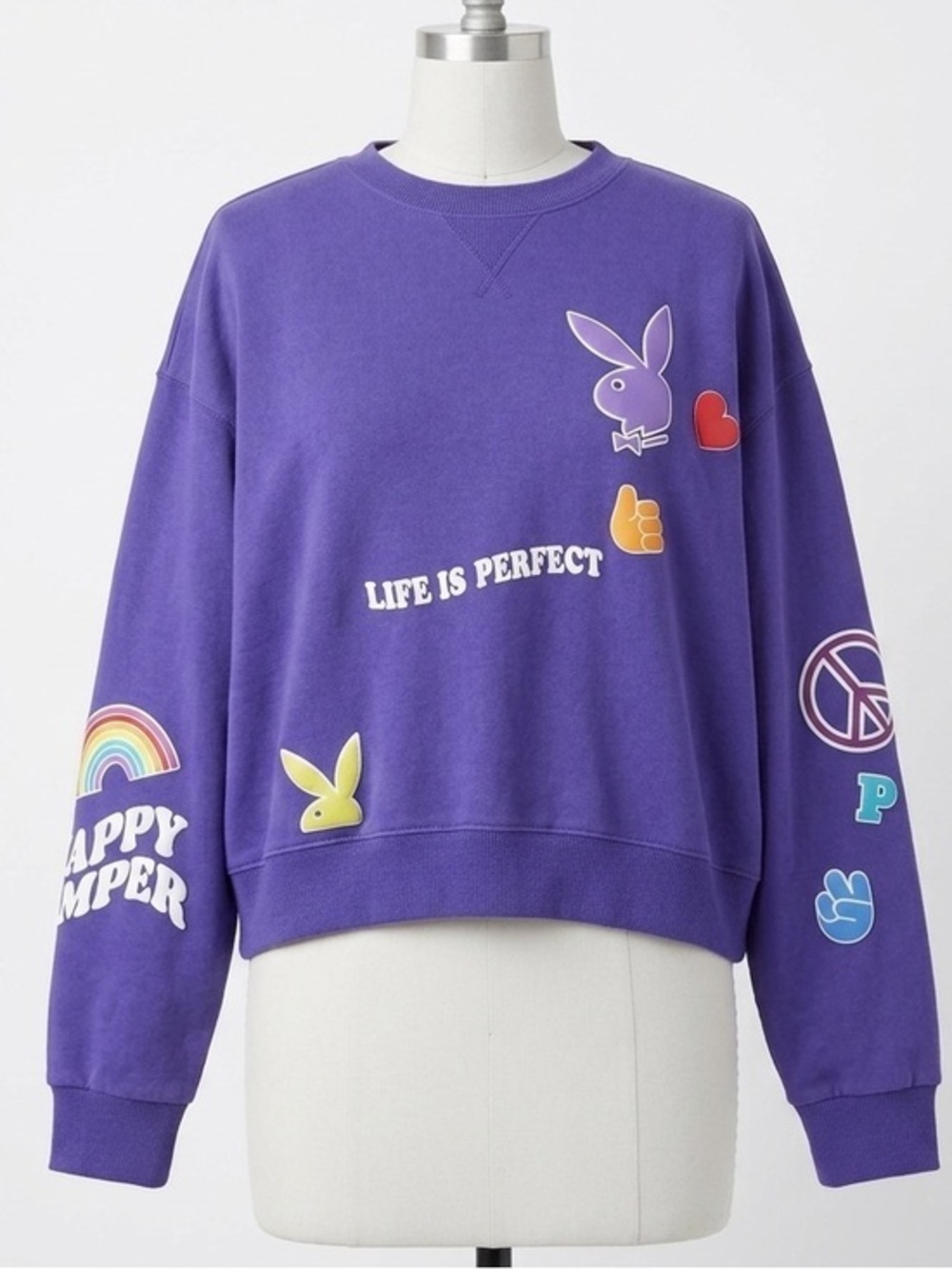 Playboy x PacSun Cabin Fever Purple Crewneck Graphic Sweatshirt Sz L Y2K Revival